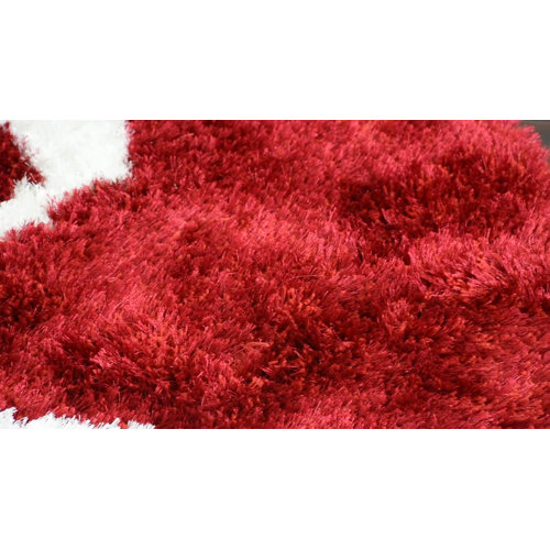 Hand Tufted Shag Polyester Area Rug Contemporary Red sold Ivory BBH Homes BBK00034